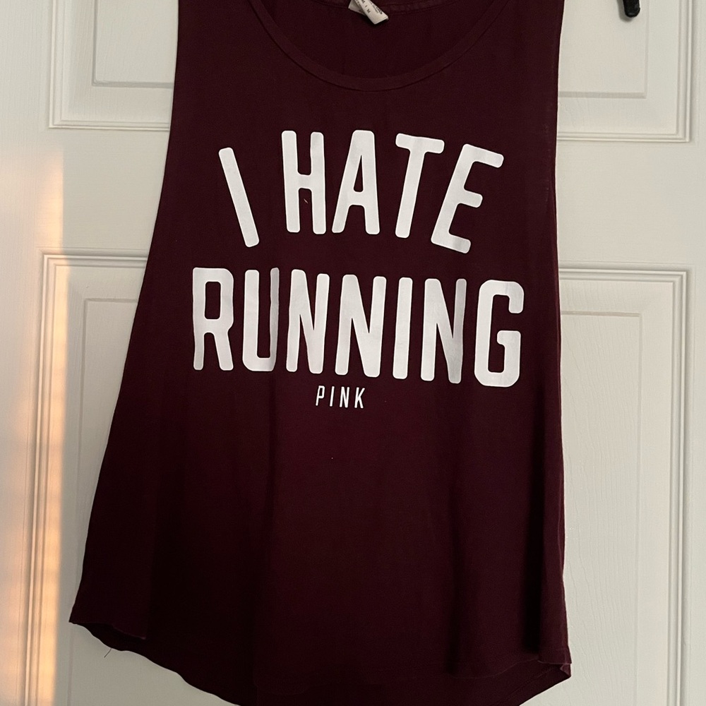 PINK Victoria's Secret Maroon Graphic Muscle Tee